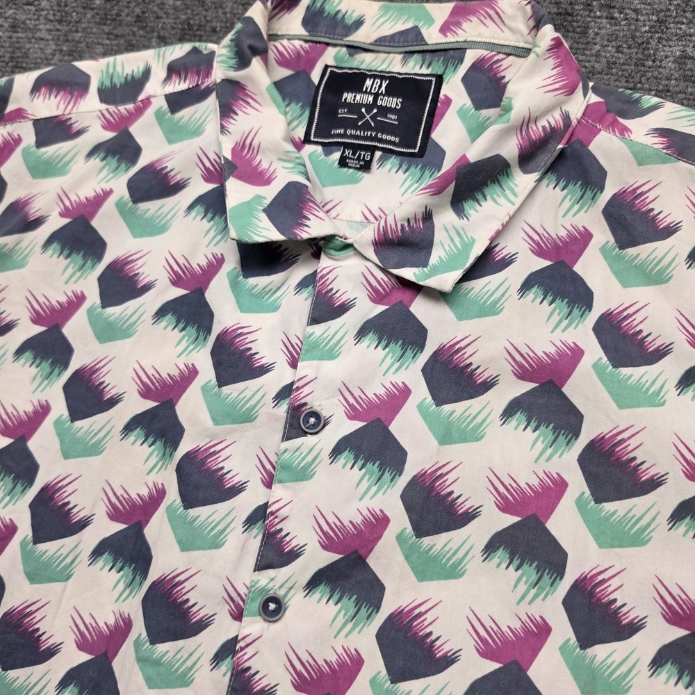 MBX Premium Goods Mens XL Short Sleeve Button Up Shirt Abstract Geometric Print
